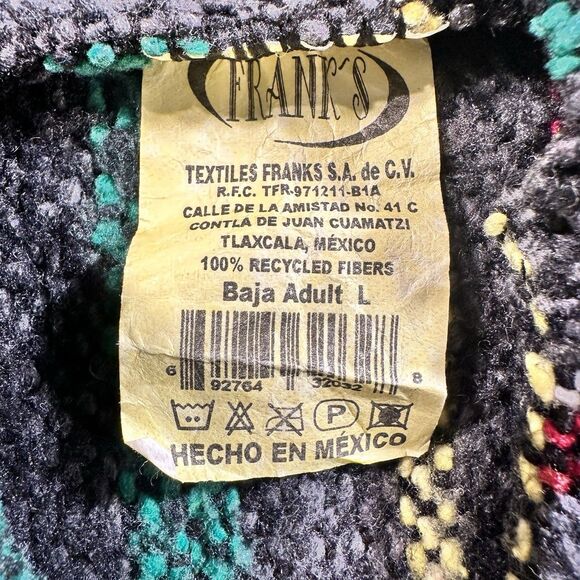 Frank’s Textiles Baja Unisex Made In Mexico Hoodie Pullover Multicolored Large - Picture 11 of 15